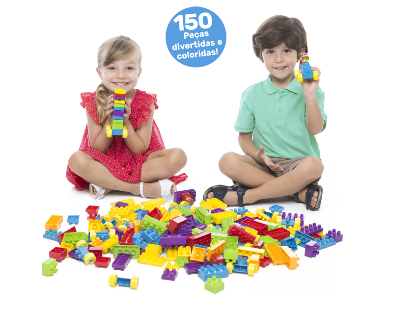 Jogo 150 Peças Blocos De Montar Grande Brinquedo Educativos