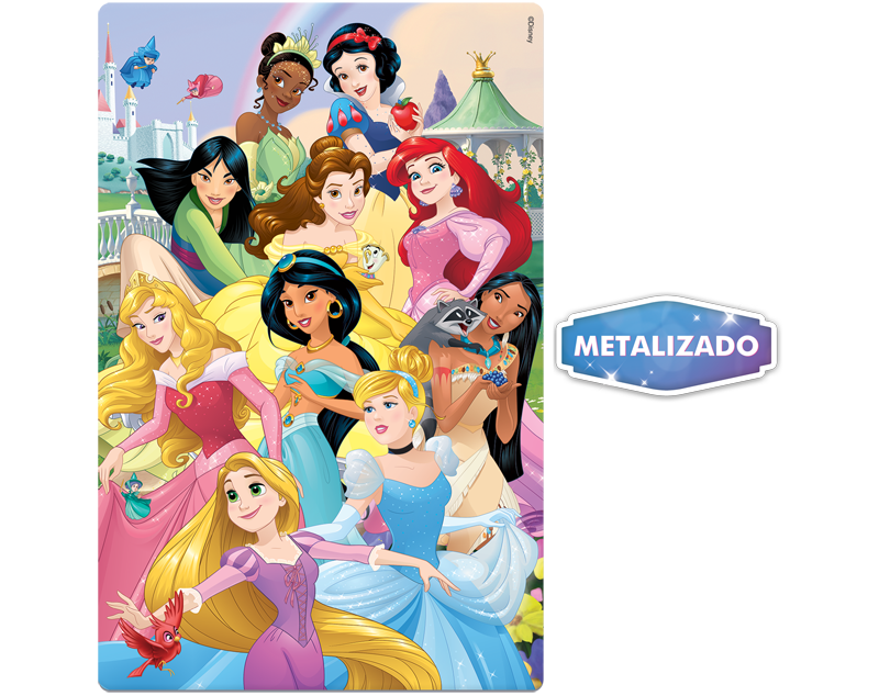 Princesa - Quebra-Cabeça 100 Peças Metalizado - Toyster Brinquedos - Toyster