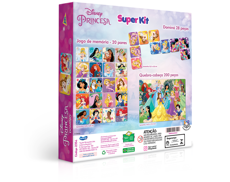 Kit 3 Jogos Princesas Disney Dominó QuebraCabeça e Bingo Toyster