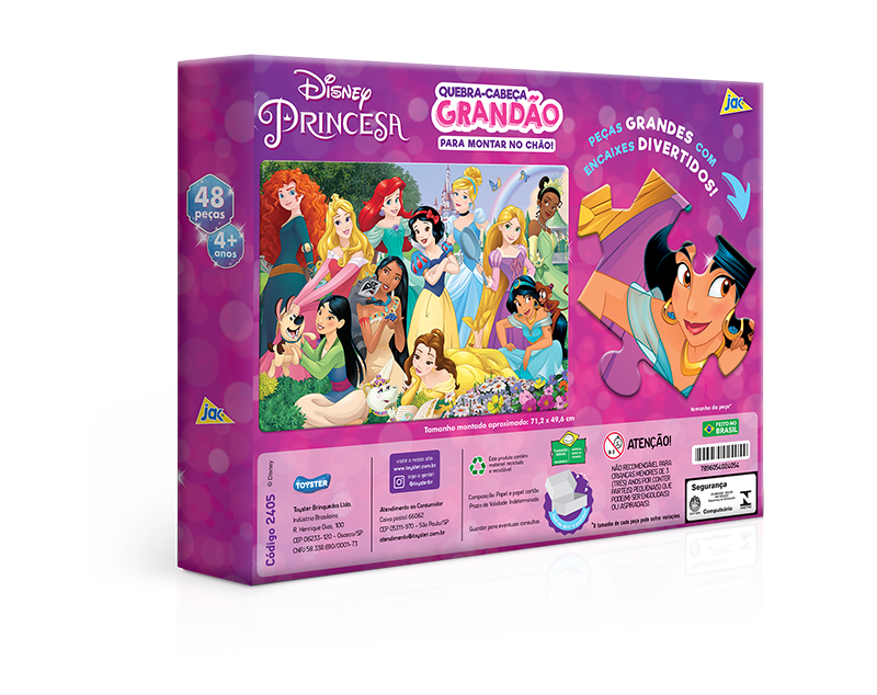 Quebra-Cabeça Grandão - Princesa Disney - 48 Peças - Jak - Ri Happy