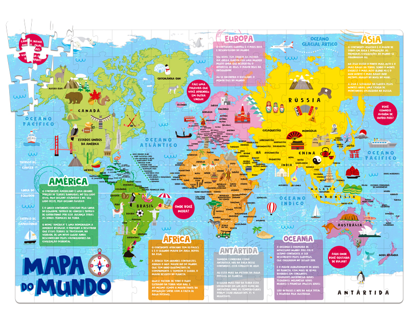 Quebra-cabeça do mapa do Mundo (professor feito) - Twinkl