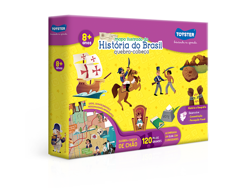 História do Brasil Mapa Ilustrado - Quebra-cabeça Grandão 120 peças -  Toyster Brinquedos - Toyster