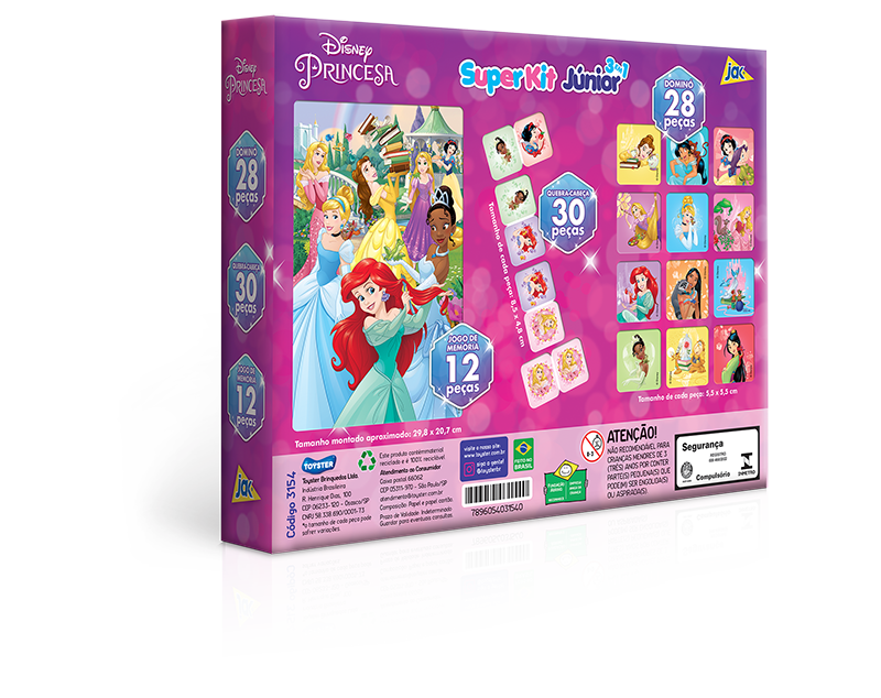 Kit 3 Jogos Princesas Disney Dominó QuebraCabeça e Bingo Toyster